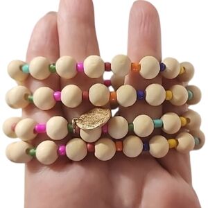 Garden Party Colorful Wooden Beaded Stretch Bracelet Set